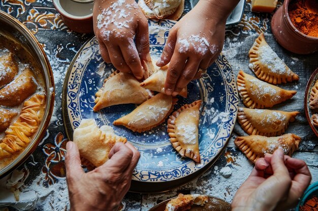 Foto l'arte di fare le samose per l'iftar