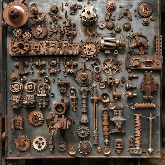 An Art of Mechanic Utensils Gear Toolkit and Car Parts
