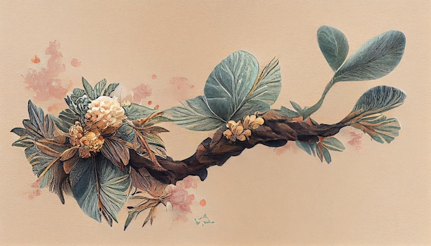 Disegno di banner naturale artistico sfondo giapponese con illustrazione 3d di texture ad acquerello