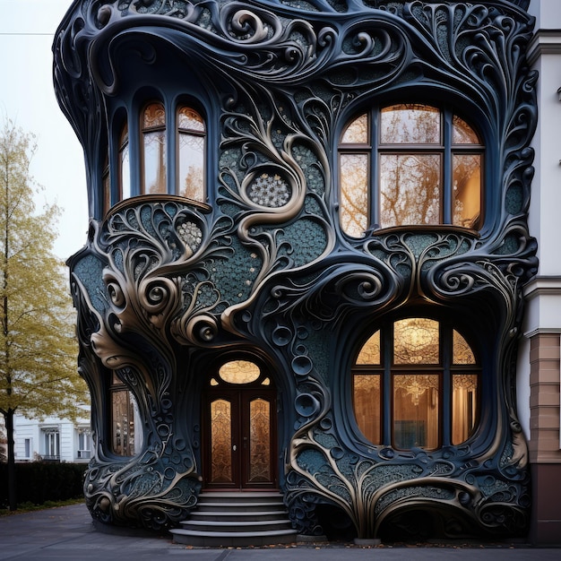 Art nouveau building facade