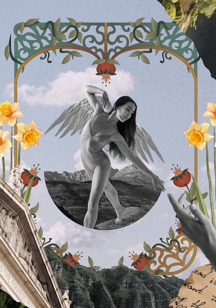 Photo art nouveau collage design