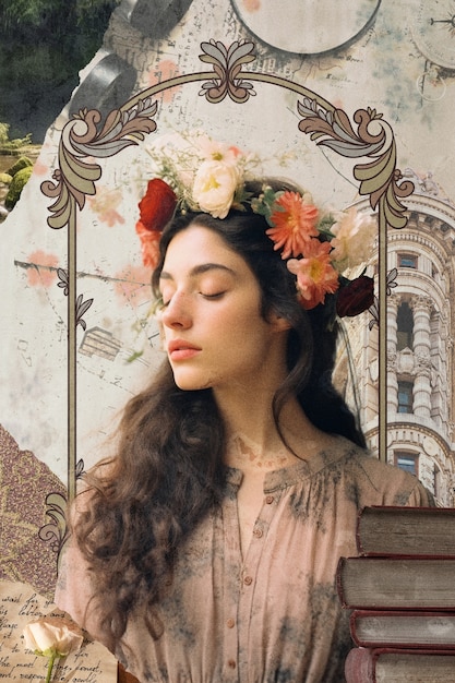 Photo art nouveau collage design