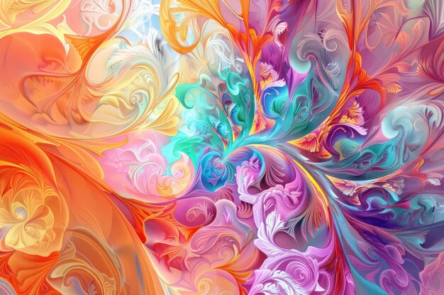 Art nouveau embracing colorful brightness with vibrant pastel power and gradient splendor a fusion of elegance and dynamism in artistic expression