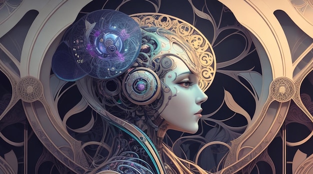 Art Nouveau meets Futuristic Cyber Aesthetics