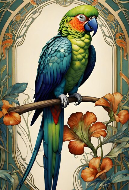 art nouveau parrot