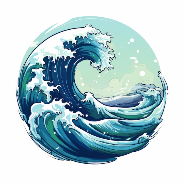 Art Nouveauinspired Illustration Of The Great Wave Of Kanagawa