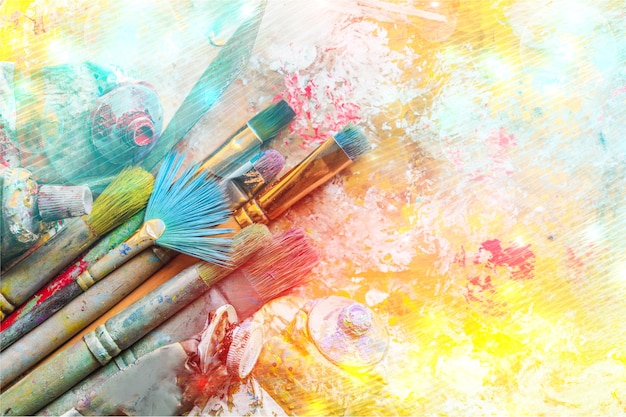 Art paint artist brushes, creativity and talent