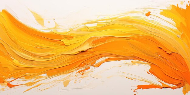 Art painting banner illustration orange oil or acrylic color paint brushstroke isolated on white background