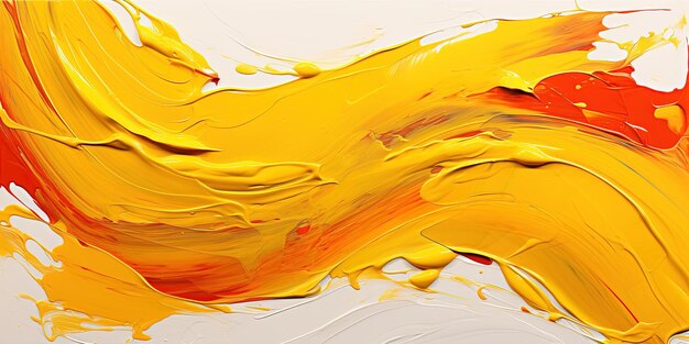 Art painting banner illustration Yellow oil or acrylic color paint brushstroke isolated on white background