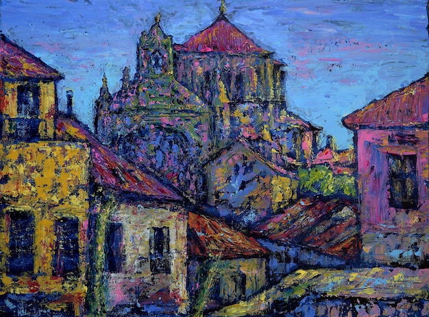 Photo art painting of the convento de san esteban in salamanca city, spain