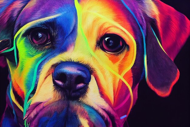 Photo art painting oil colorful dog face