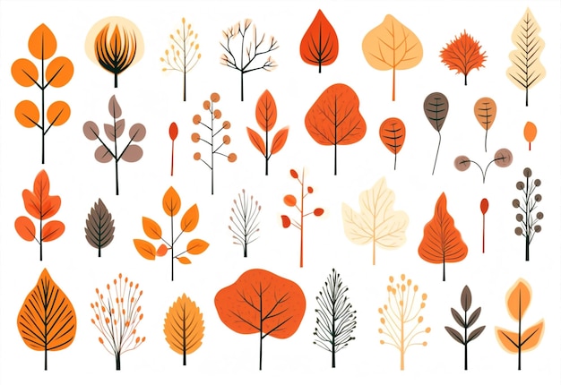 Art pattern nature illustration design leaf plant set print autumn background