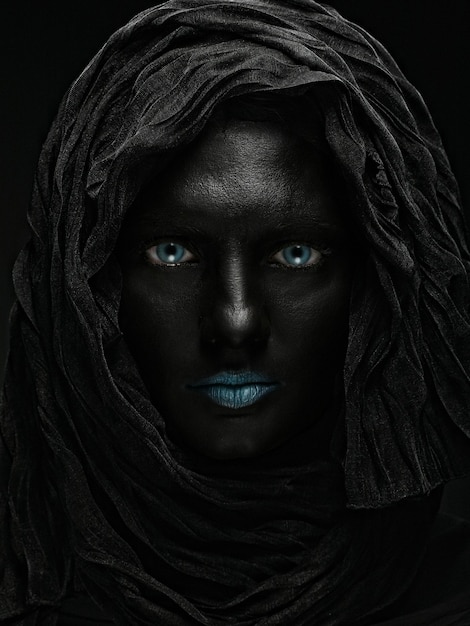 art photo of a beautiful woman with black face