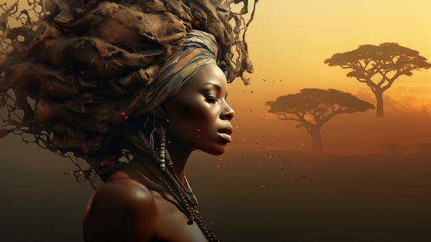 Foto ritratto artistico di una donna africana