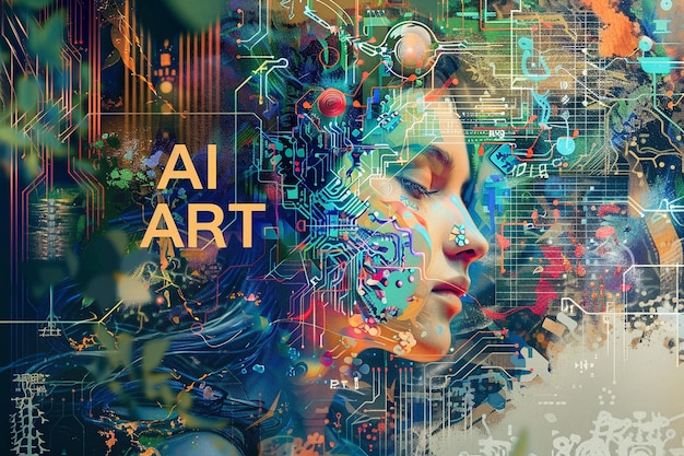 Art poster with AI art lettering