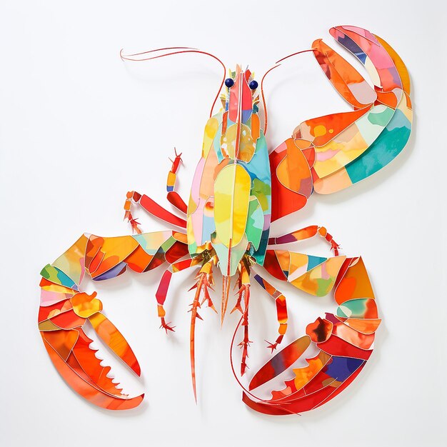 Photo art print of large lobster on white background