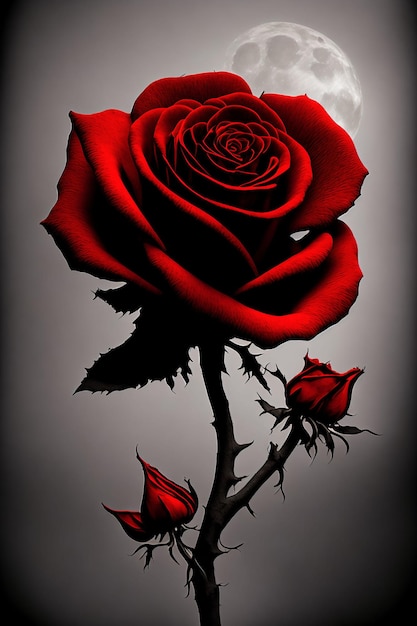 art of a red roses