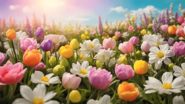 アート春または夏の花の背景イースターの風景