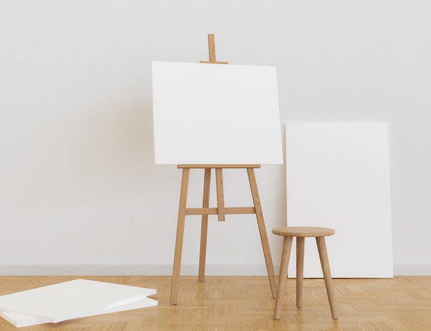 art studio with easel and canvas