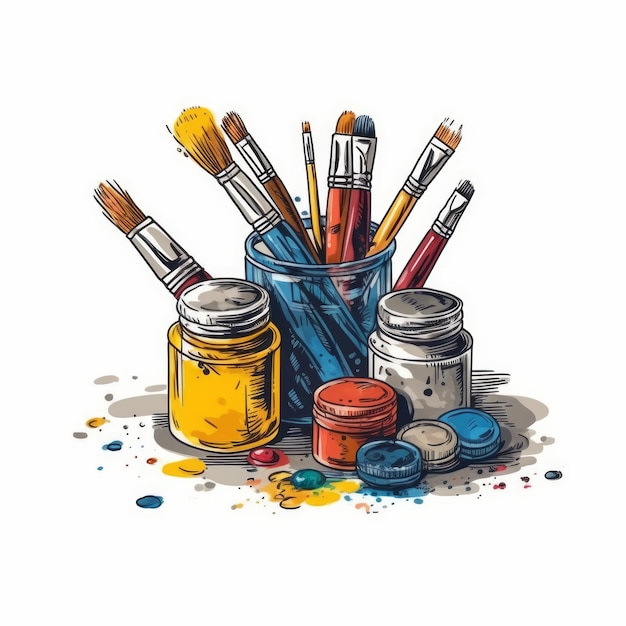 art supplies vector illustration for t shirt drawn in adobe illustrator