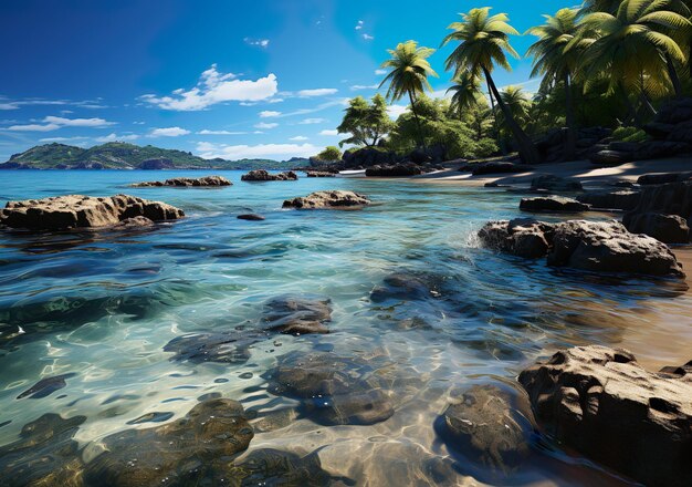 Art Tropical beach water background