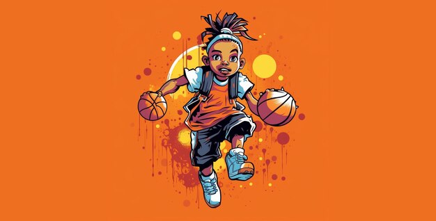 Art tshirt design young basketball play painting wallpaper