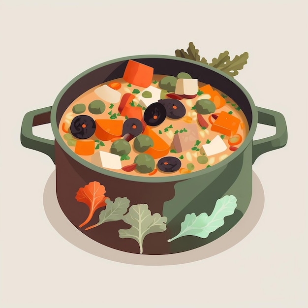 Art vegetable stew in a pot