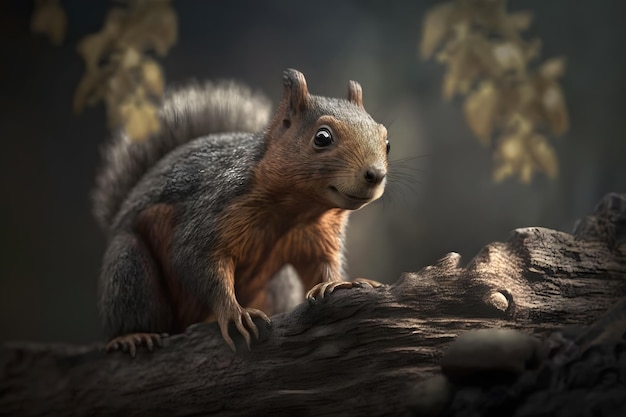 야생 자연에 대한 예술관 귀여운 붉은 다람쥐 신경망 AI 생성