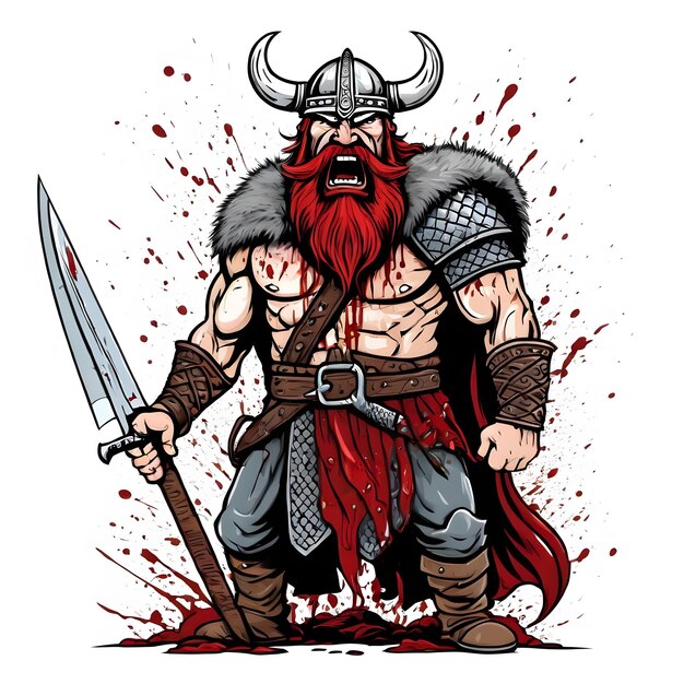 ワイキング・ウォリアー (Viking Warrior) の絵を描いたテーマはTシャツのデザインロゴのデザイン