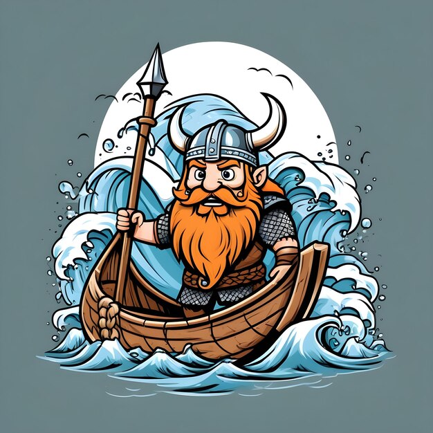 Искусство векторной иллюстрации воина-викинга, подходящее для дизайна футболки, логотипа, дизайна логотипа