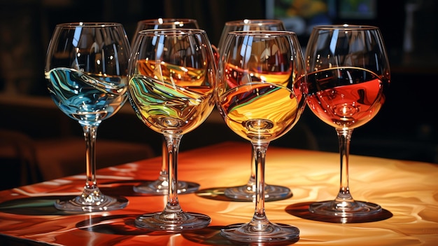 Art wine glasses on the table