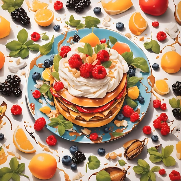 Photo art with pancakes and fruits