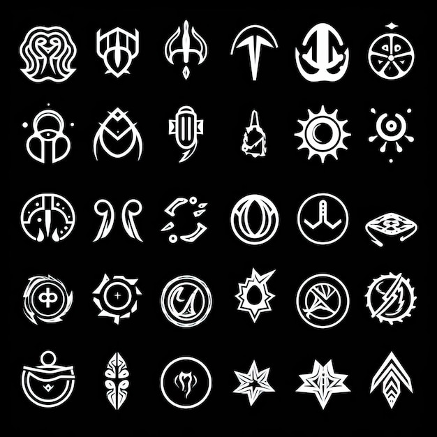 Photo artd4mage white glyphs on black background future symbols f