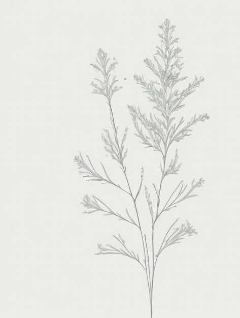 Photo artemisia blooms abstract flower in continuous line art