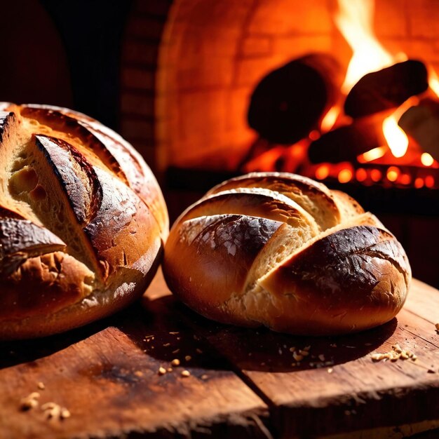 Artesenal resh gebakken brood uit de traditionele ouderwetse houtoven