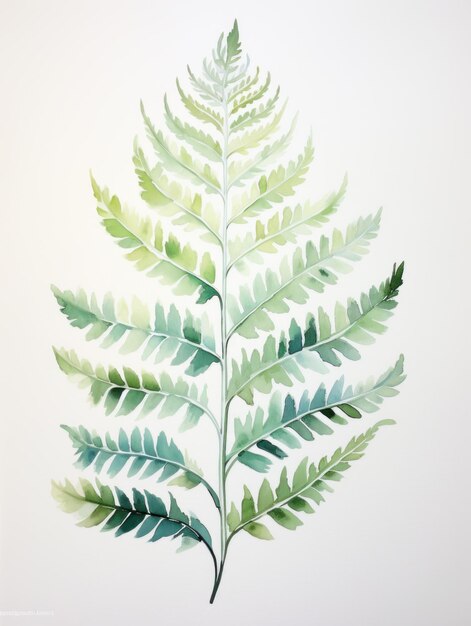 Artful Watercolor Fern Leaf Fronds Detailed and Graceful AI Generated