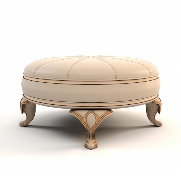Artfully Classic Ottoman In Beige 3d Rendered Table Accent