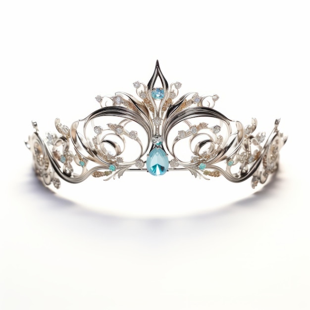 Photo artgerm inspired tiara with blue stones and rose blossoms