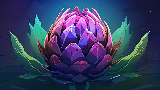 Artichoke Flat vector cartoon 2D verlichting gloed kleurrijk gegenereerd door kunstmatige intelligentie