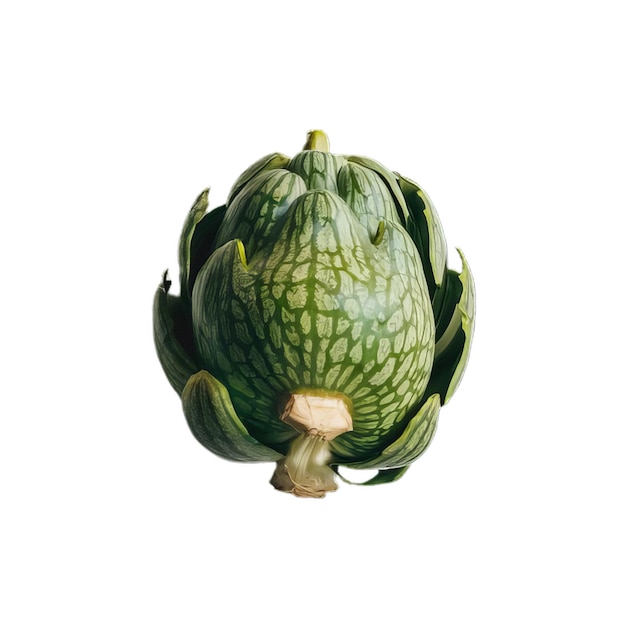 Artichoke is shown in a white background