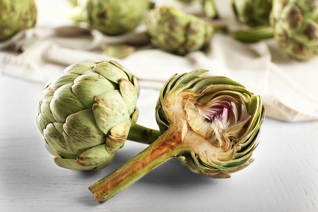 Artichokes on light background