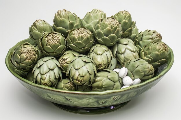 Artichokes pills bowl Generate Ai