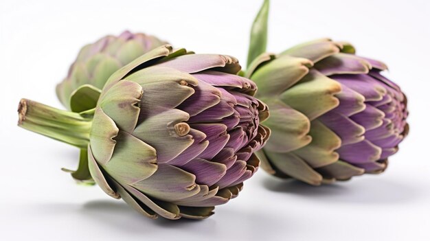 Foto carciofi su uno sfondo bianco