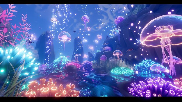 The article discusses imaginative underwater games involving jelly balls bubbles and light