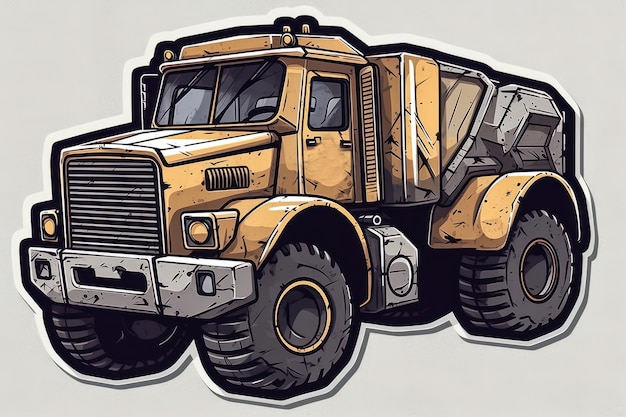 Articulated construction truck cartoon on white background