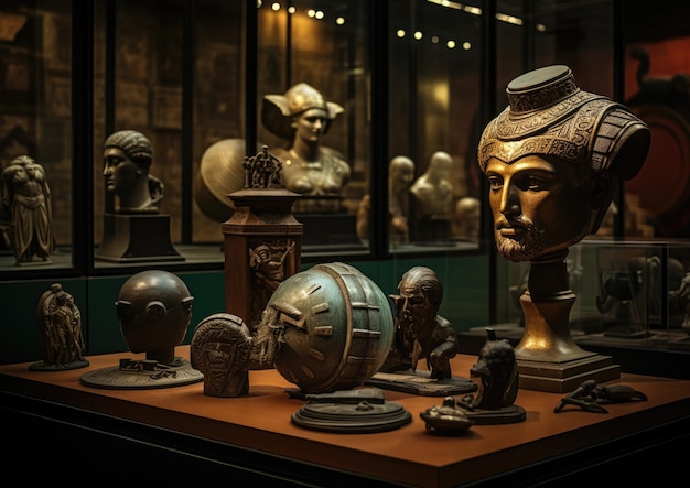 Photo artifacts from ancient rome displayed in a museum