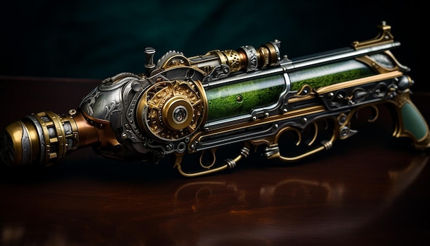 Artificer's steampunk double barrel shotgun green tubes