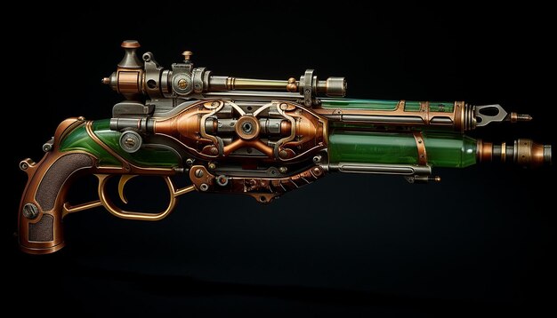 Artificer's steampunk double barrel shotgun green tubes