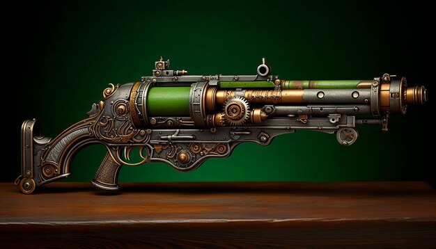 Artificer's steampunk double barrel shotgun green tubes