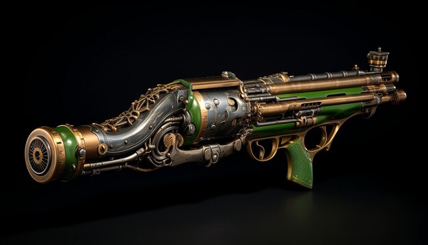 Foto artificer's steampunk dubbel loop shotgun groene buizen